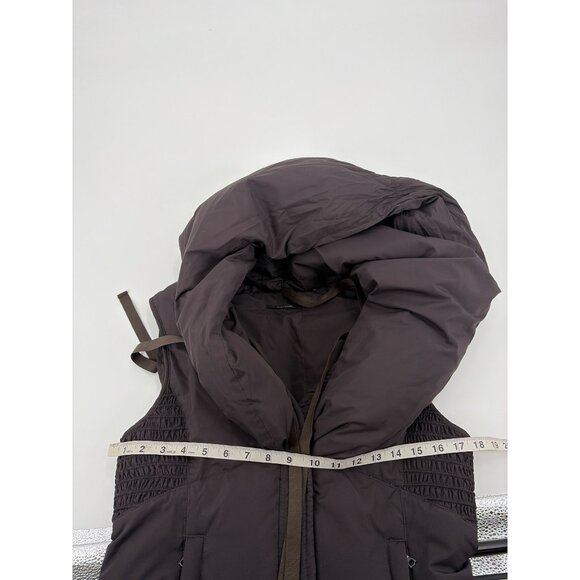 Elie Tahari Down Vest Oversized Collar Womens Medium Outerwear Gray Winter Hood - Picture 5 of 6